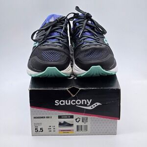 Saucony Redeemer ISO 2 Running Shoes Womens 5.5 Wide Black Aqua Violet S10382-35